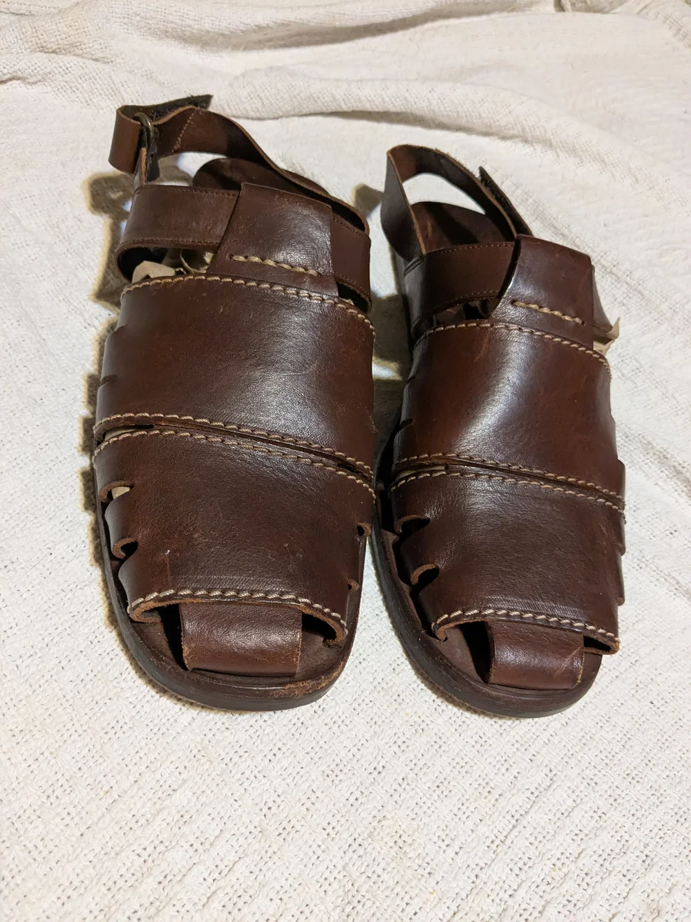 Tommy Bahama Brown Leather Fisherman Sandals Mens 11 Made In Italy